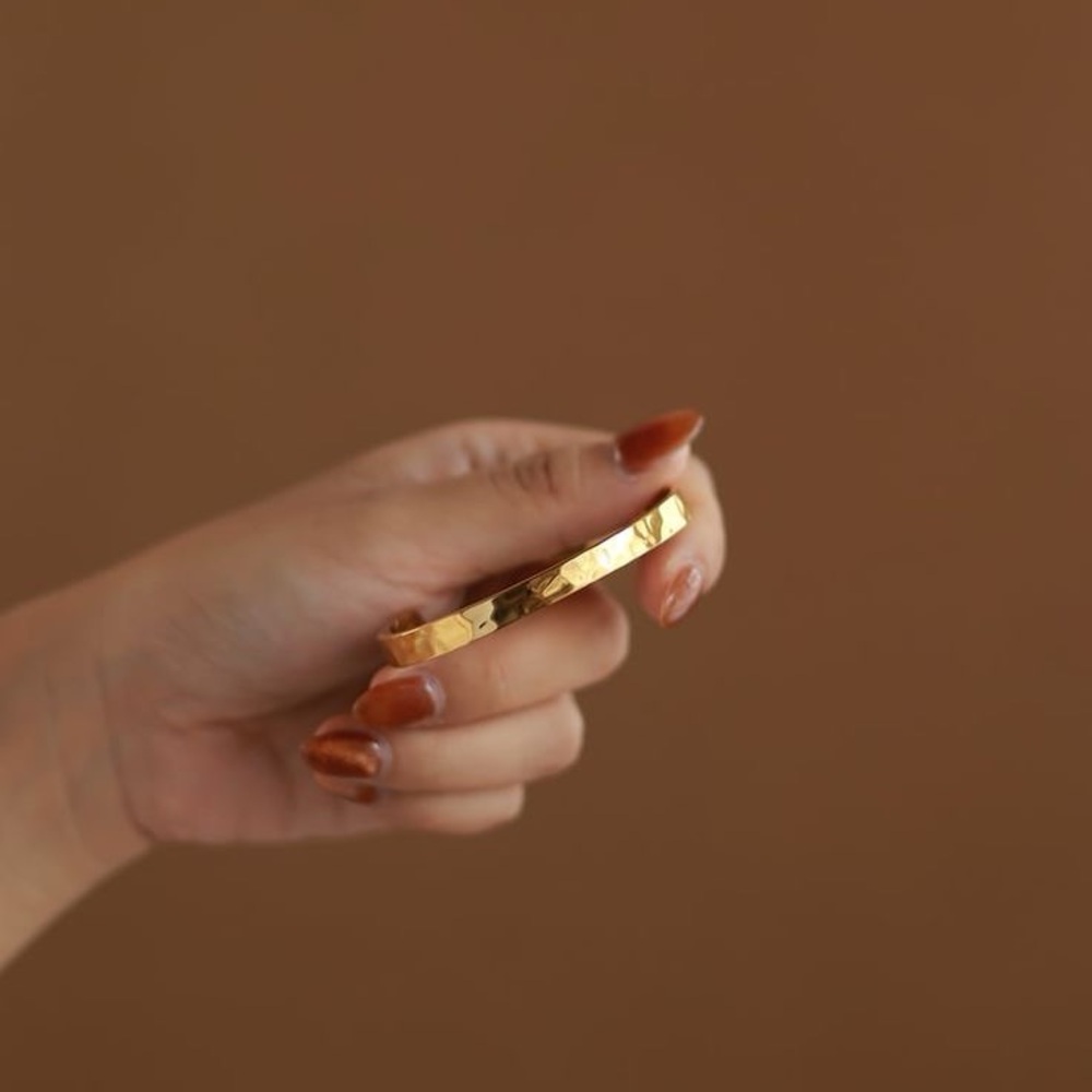 18k gold filled hammered bracelet
